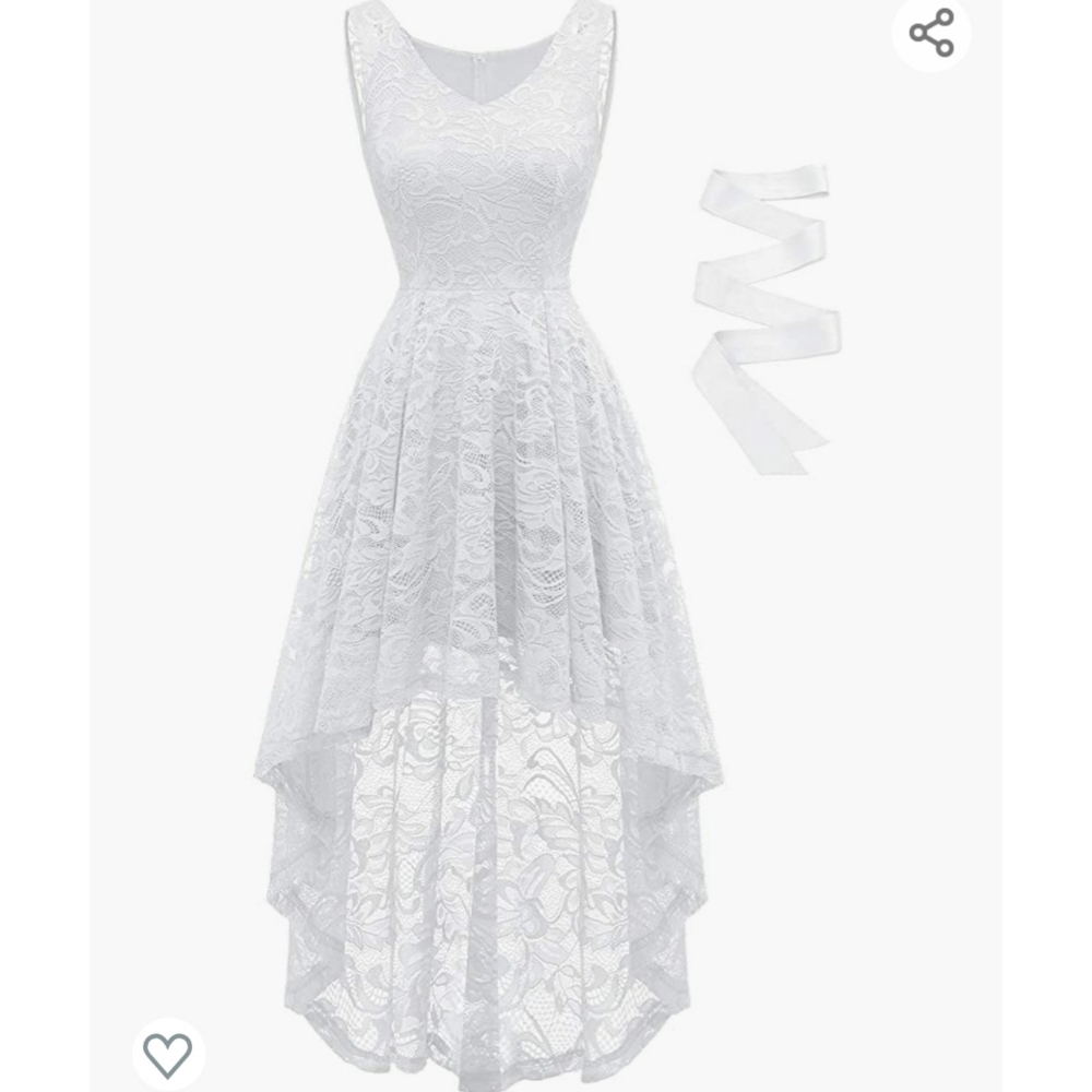 Women's Floral Lace Hi-Lo Bridesmaid Dress V Neck